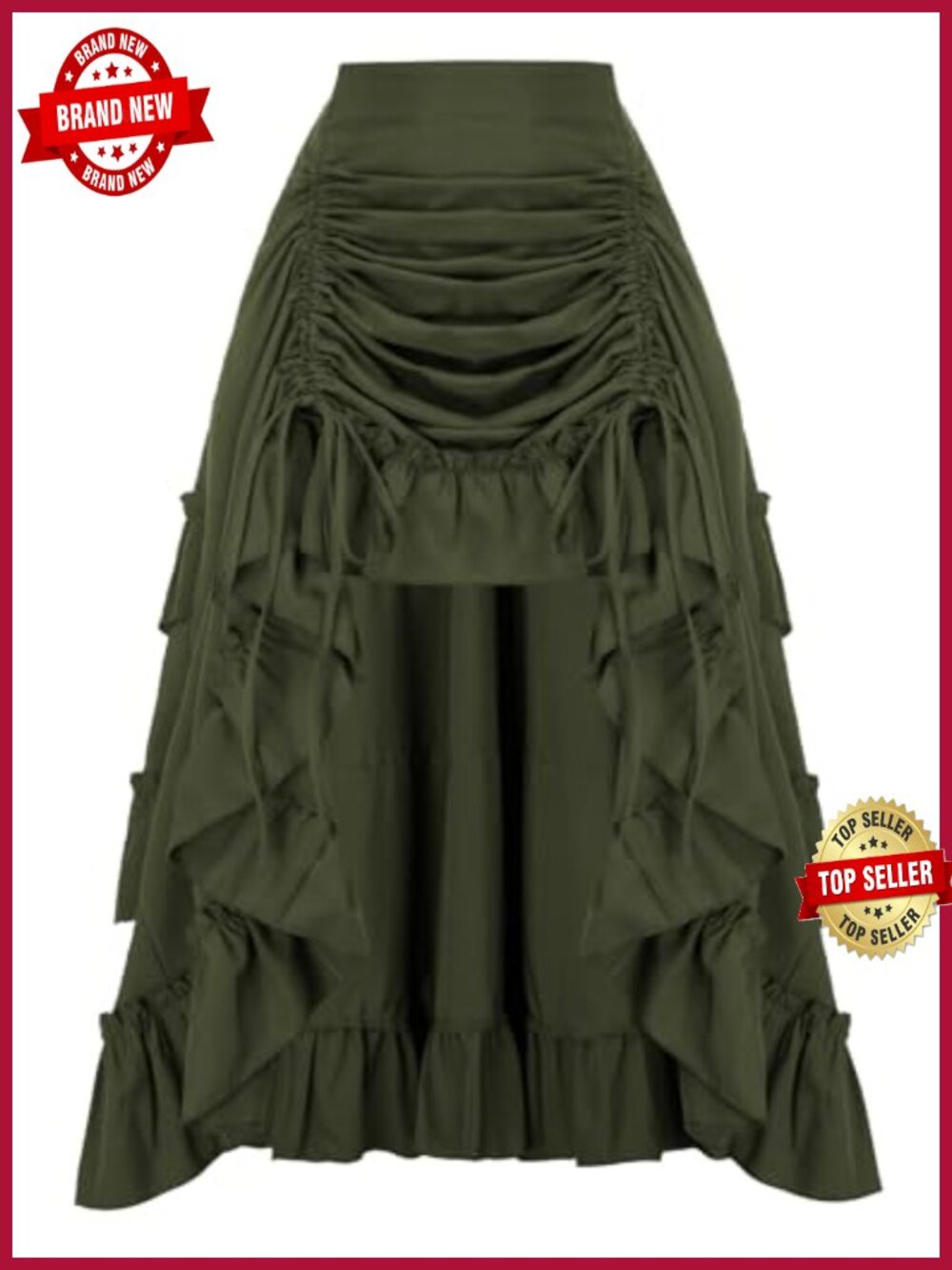 Victorian Steampunk Bustle Skirt High-Low A-Line Renaissance Costume Skirt